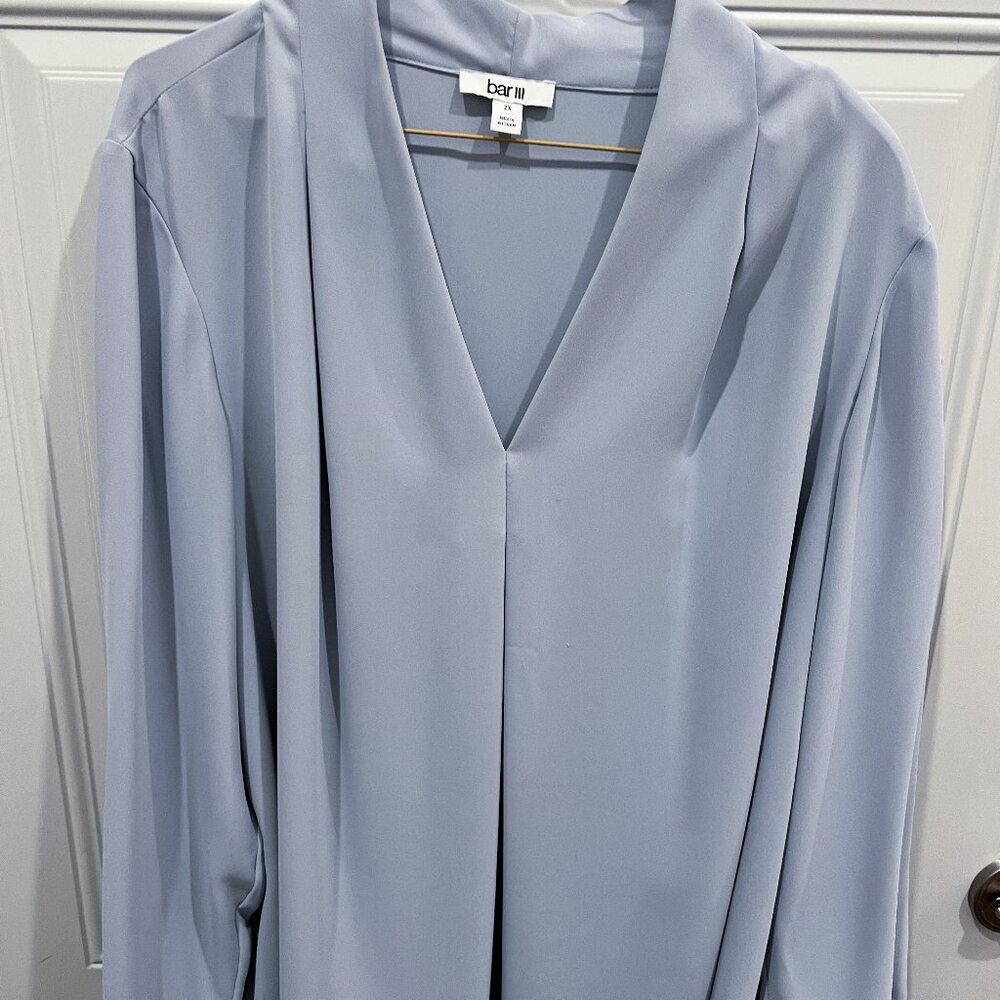 Bar III light blue long sleeve blouse size 2X